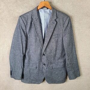 Banana Republic Jacket Mens 42R Gray Tweed Blazer Tailored Slim Fit Cotton